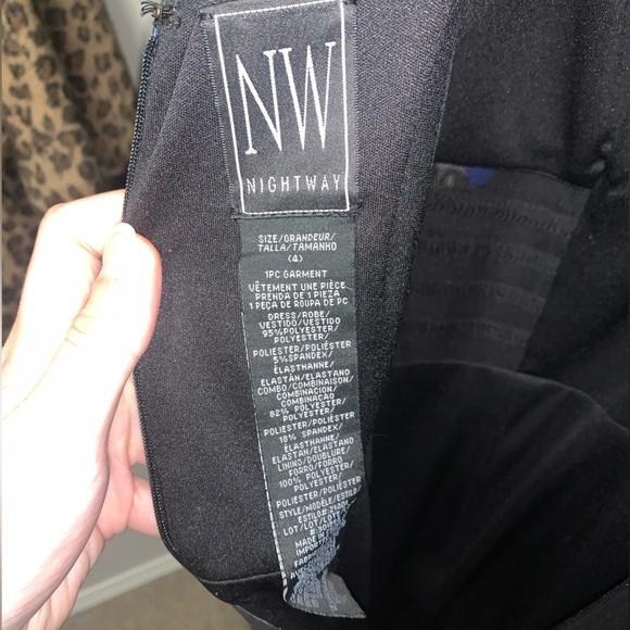 Black gown with mesh panelling and slit on left side. - Picture 3 of 3